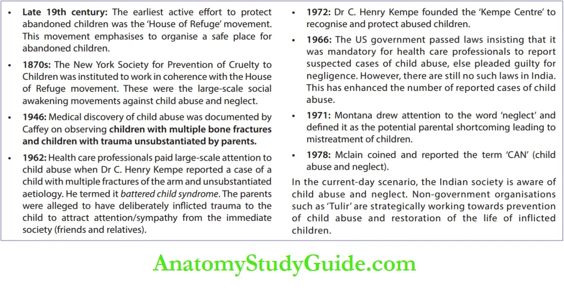 Child Abuse and Neglect History of Child Abuse and Neglect