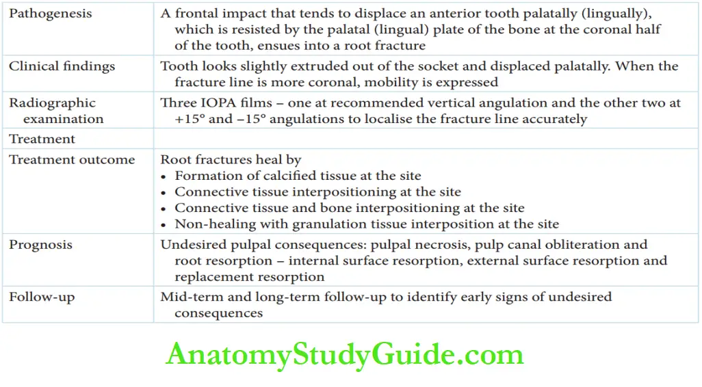 Dental Injuries to Permanent teeth in mixed denifition Root fractures