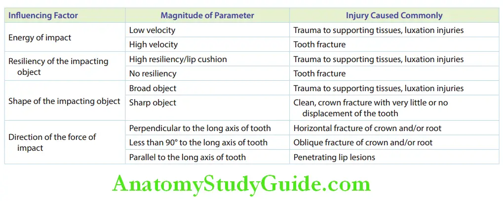 Dental Traumatology An Overview parameters influencing the magnitude of trauma and extent of injury