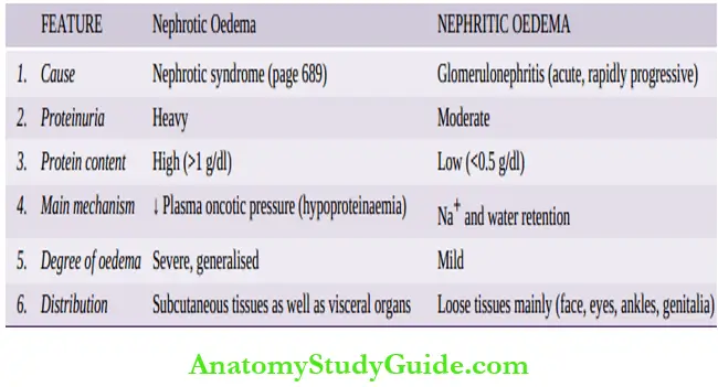 Derangements Of Homeostasis And Haemodynamics Differences Between Nephrotic And Nephritic Oedema