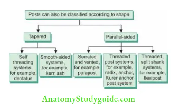 Restoration Of Endodontically Treated Teeth Classification of post According to shape