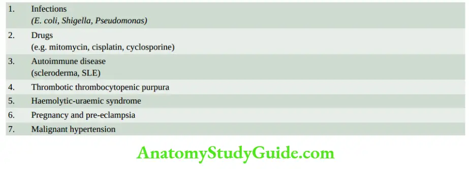 The Kidney and Lower Urinary Tract Causes of thrombotic microangiopathy.