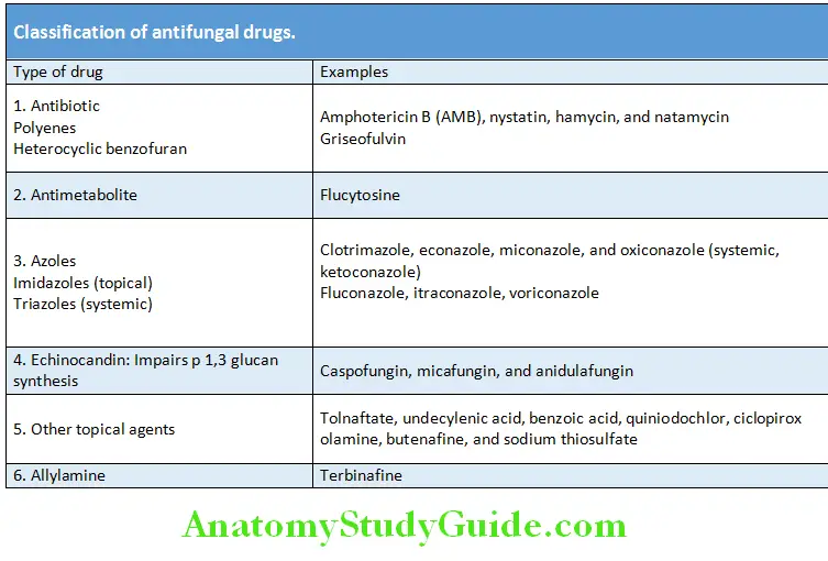 Infectious Diseases Classification of antifungal drugs