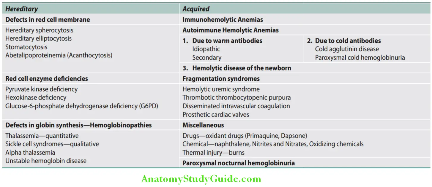 Hematology Classifiation and causes of hemolytic anemia