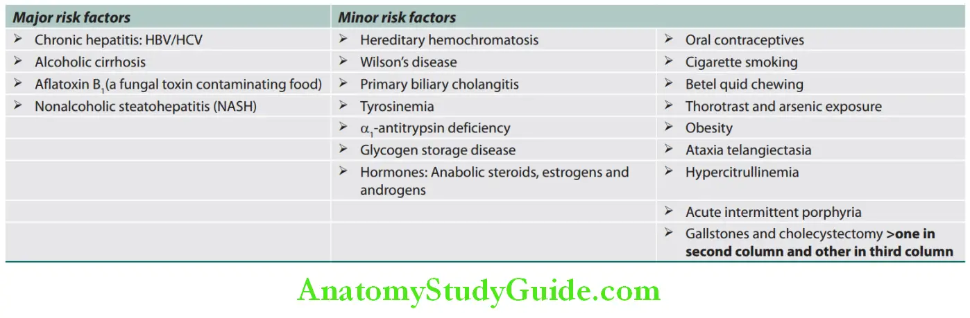 Hepatobiliary System Risk factors for hepatocellular carcinoma