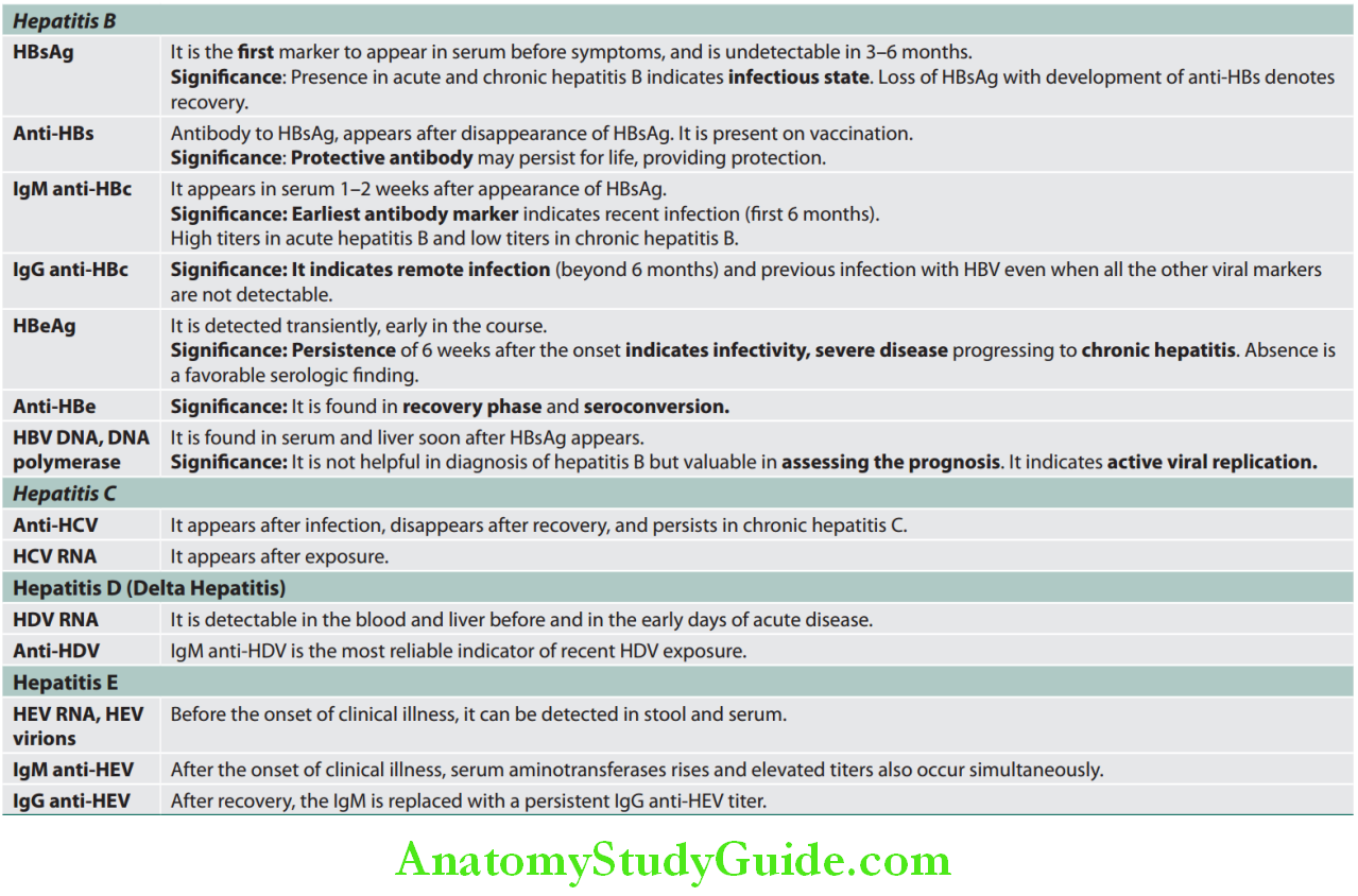 Hepatobiliary System Serological Markers for Viral Hepatitis.