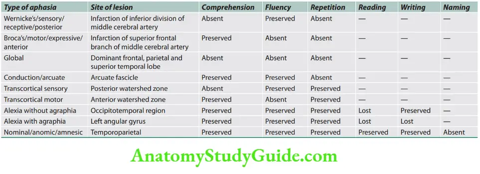 Neurology Types of aphasia