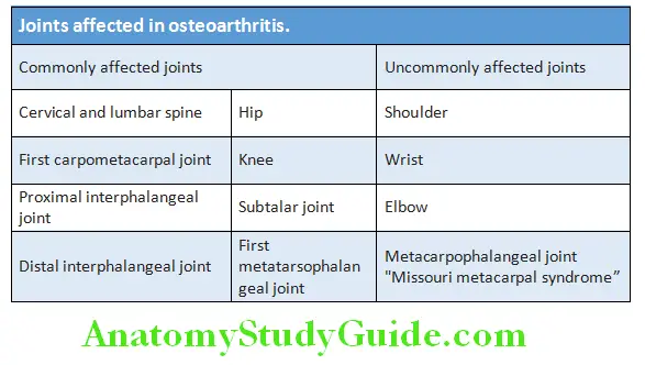Rheumatology and Connective Tissue Disorders Joints affcted in osteoarthritis
