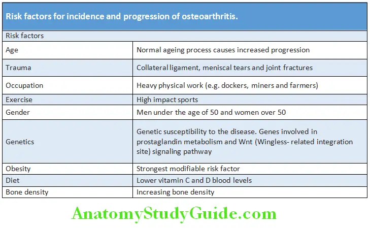 Rheumatology and Connective Tissue Disorders Risk factors for incidence and progression of oosteoarthritis