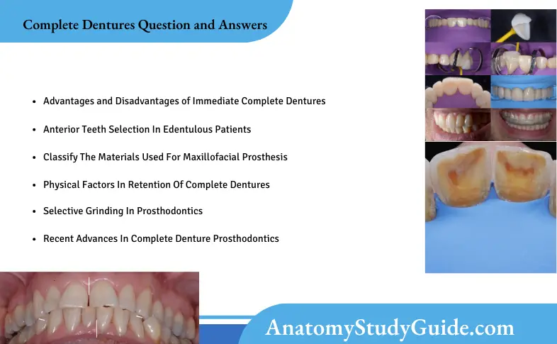 Complete Dentures Question and Answers - Anatomy Study Guide