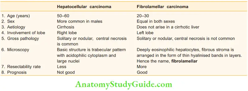 Liver Comparison of HCC and fibrolamellar carcinoma
